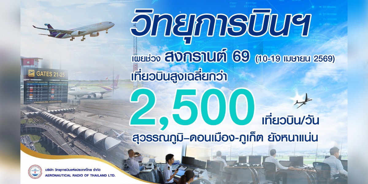 “วิทยุการบิน”-คาดสงกรานต์-69-เที่ยวบินทะลุ-2,562-เที่ยว/วัน-จัดเต็มแผนรับมือ-24-ชม.