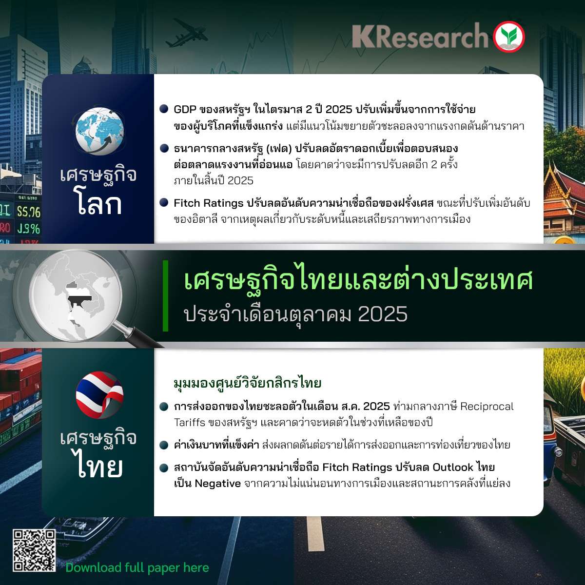 ศูนย์วิจัยกสิกรไทย-รายงานภาวะเศรษฐกิจไทย-ต่างประเทศ-ประจำเดือนตุลาคม