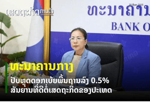 ธนาคารกลาง-ปรับลดดอกเบี้ยพึ้นฐานลง-0.5%-สัญญาณที่ดีต่อเศรษฐกิจลาว