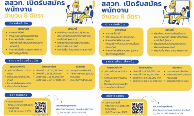 สสวท.-เปิดรับสมัครพนักงาน 8 อัตรา