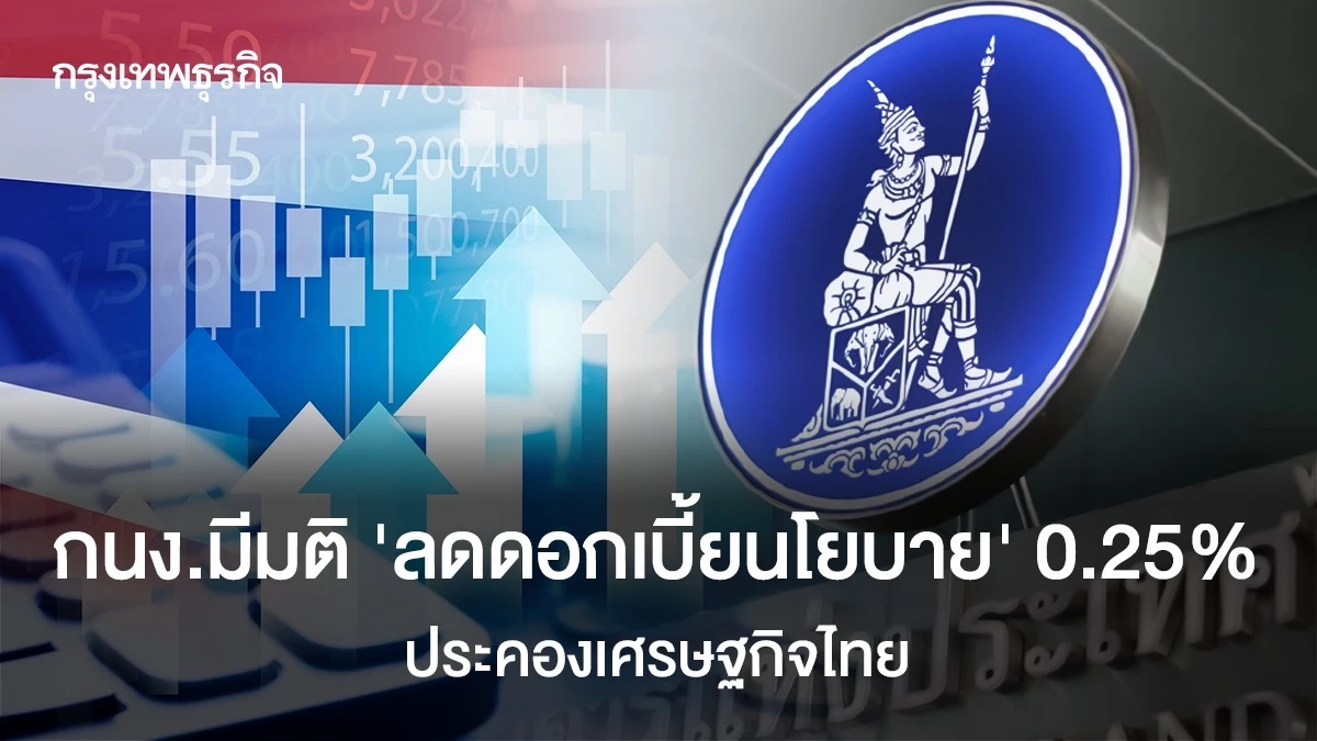 กนงมีมติเอกฉันท์-‘ลดดอกเบี้ยนโยบาย’-0.25%-เพื่อประคองเศรษฐกิจไทย