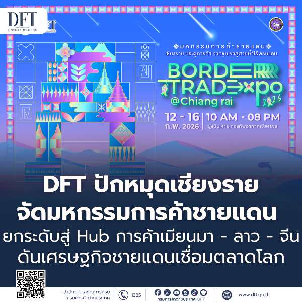 dft-ปักหมุดเชียงราย-จัดมหกรรมการค้าชายแดน-ยกระดับสู่-hub-การค้าเมียนมา-–-ลาว-–-จีน-ดันเศรษฐกิจชายแดนเชื่อมตลาดโลก