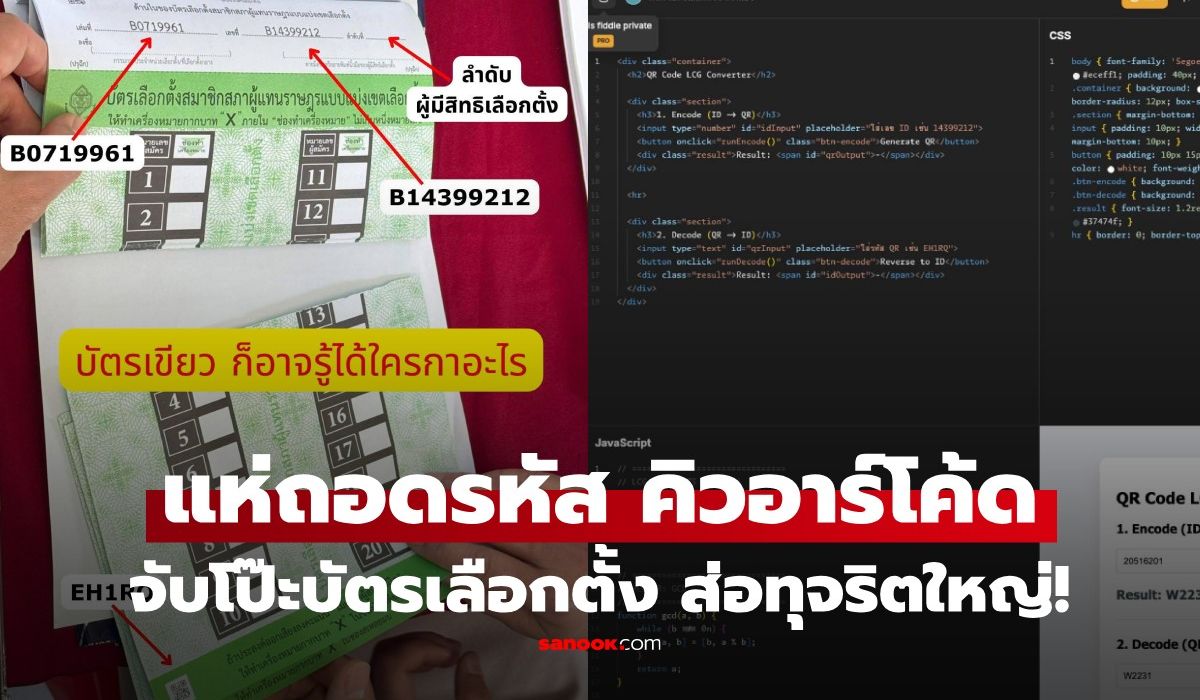 ชาวไอที แห่ถอดรหัส “คิวอาร์โค้ด” บัตรเลือกตั้ง จับโป๊ะใหญ่ สรุป ปลอดภัย หรือ คุกคาม?