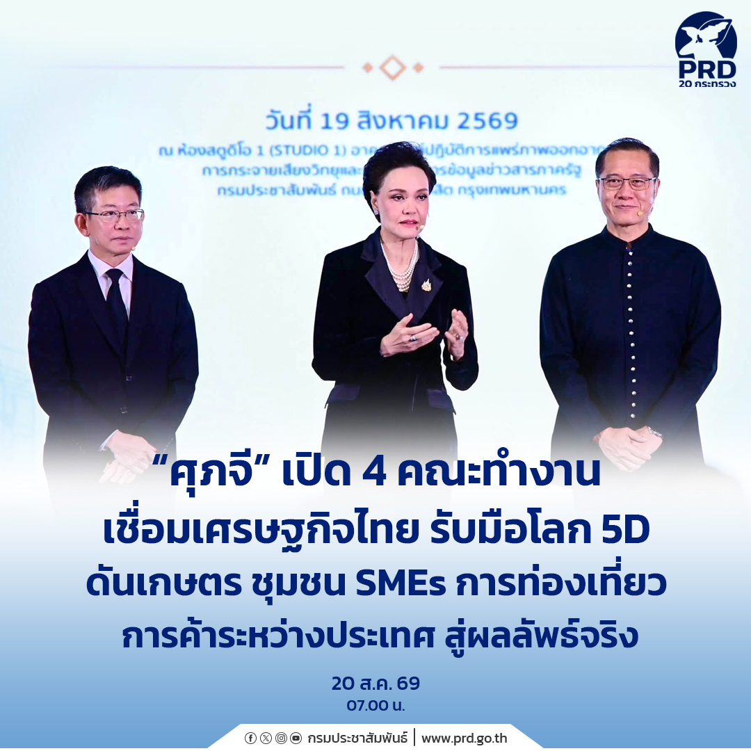 “ศุภจี” เปิด 4 คณะทำงานเชื่อมเศรษฐกิจไทย รับมือโลก 5D ดันเกษตร ชุมชน SMEs การท่องเที่ยว การค้าระหว่างประเทศ สู่ผลลัพธ์จริง