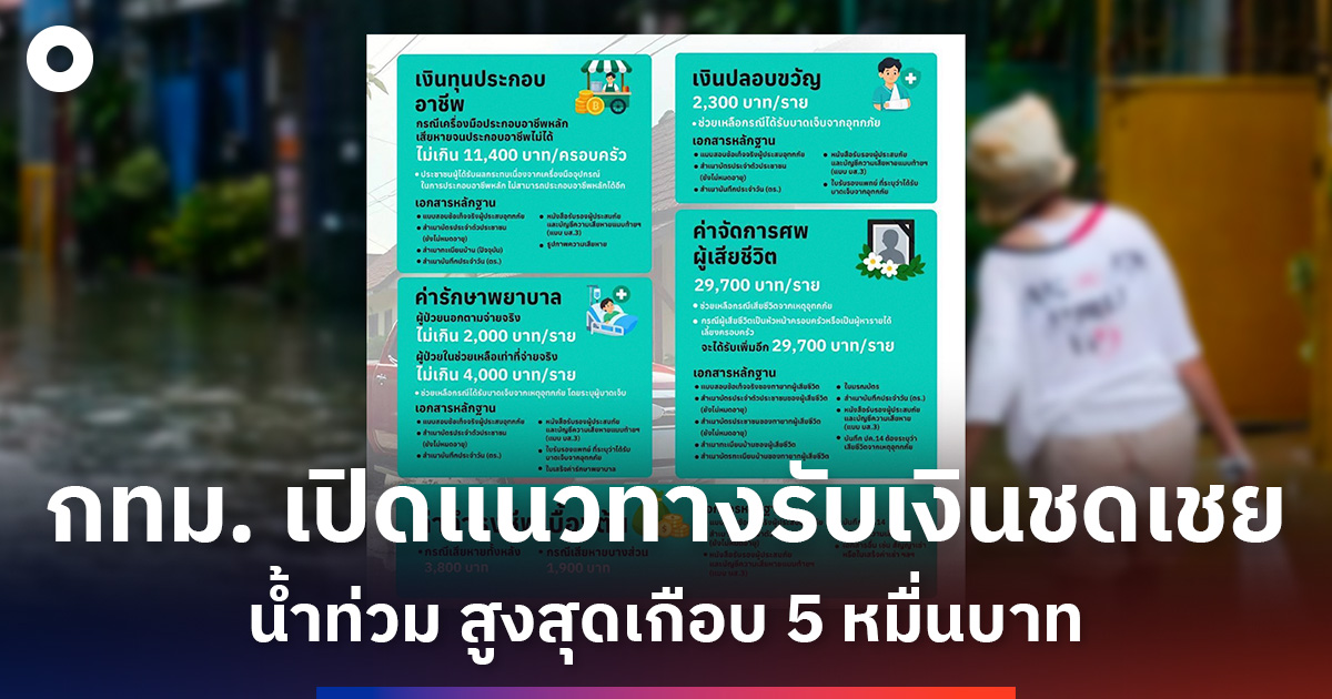 กทม. เปิดแนวทางรับเงินชดเชย ผู้ประสบสาธารณภัย  จ่ายสูงสุดเกือบ 5 หมื่นบาท