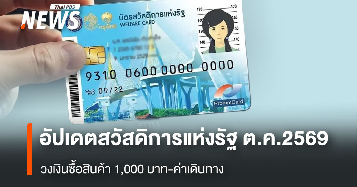 อัปเดตสวัสดิการแห่งรัฐ ต.ค.2569  วงเงินซื้อสินค้า 1,000 บาท-ค่าเดินทาง