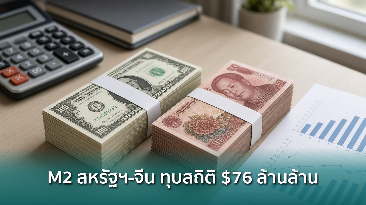 ปริมาณเงิน M2 สหรัฐฯ และจีนรวมกันทำสถิติใหม่ ทะลุ $76 ล้านล้าน